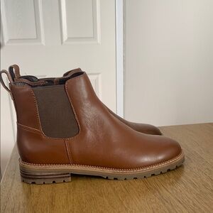 Lands' End Brown Leather Chelsea Boots with Lug Sole